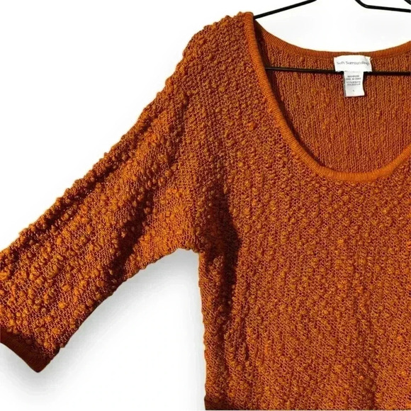 Soft Surroundings Burnt Orange 3/4 Sleeve Relaxed Fit Long Sweater or Minidress - Picture 9 of 14